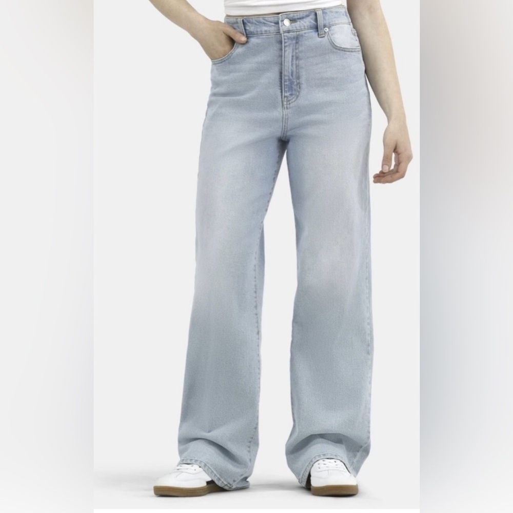 NWT No Boundaries Baggy Wide Leg Denim Jeans Women’s Sz M (8-10) Light Wash